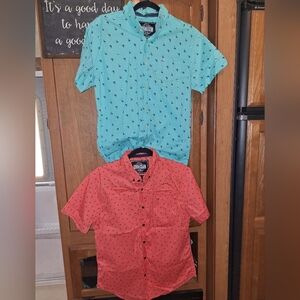 A Pair of Five Points Ind Slim Fit Flex fit button-down Shirts in a men's medium